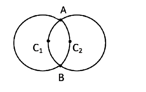 Two circular rings of identical radii and resistance 36 Omega are placed as shown the figure. Conducting joints are made  at points A and B and a cell of emf 20V is connected between these two points.What is the power (in W ) delivered by the cell ?[C(1) and C(2) are the centres of the two rings ]
