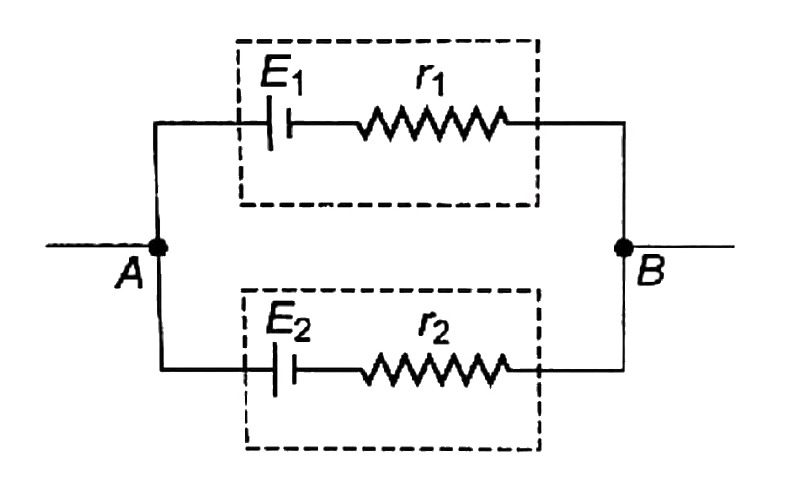 Two batteries of emf E(1) and E(2)(E(2) gt E(1)) and internal resistance r(1) and r(2) respectively are connected in parallel as shown in the figure. Then, which of the followings statements is correct ?