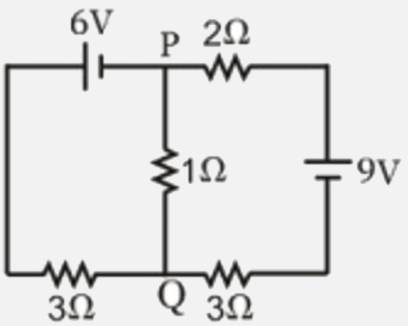 In the circuit shown, what is the current (in A) in the 1Omega resistor?