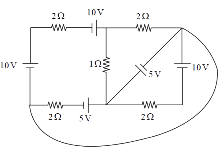 In the given cirucit diagram the current through the 1 ohm resistor is I. Find the value of 2I (in A)?