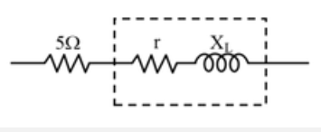The current through an inductor of impedance 10Omega lags behind the voltage by a phase of 60^(@) when just the inductor is connected to the ac source. Now the inductor is connected to a 5Omega resistance in series, then the net impedance of the circuit is