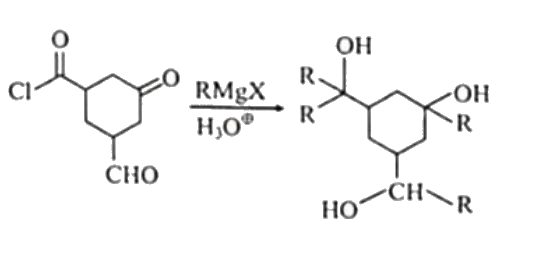 How many molecules of RMgX are consumed in the above given reaction?