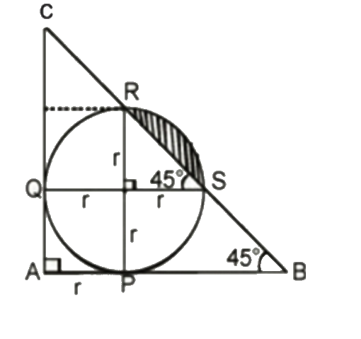ABC is a right triangle, right - angled at the vertex A. A circle is drawn to touch the sides AB and AC at points P and Q respectively such that the other end points of the diameters passing through P and Q lie on the side BC. IF AB = 6 units, then the area (in sq. units) of the circular sector which lies inside the triangle is