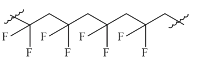 The following chain - growth polymer is made up of how many difluoroethylene monomer units?
