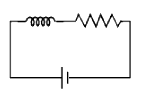 Time constant of the given circuit is tau If the  battery is replaced by an ac source having voltage V =  V0cosomegat , power factor or the circuit will be