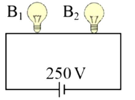Bulb B1(100W - 250W) and bulb B2(100W - 200V) are connected across 250V. What is potential drop across B2 ?