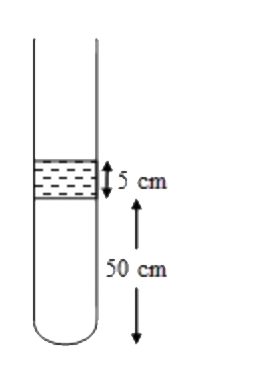 A vertical tube of length 100 cm contains a mercury pallet of length 5 cm as shown in the figure. The length of the tube above mercury pallet if the tube is inverted is nearly: (atmospheric pressure = 75 cm Hg of Hg)