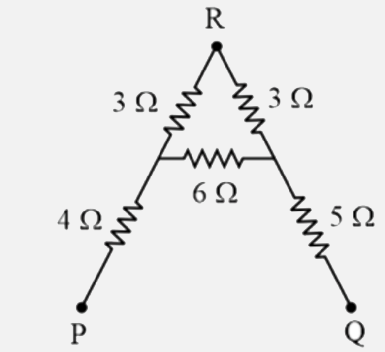 The effective resistance between P and Q for the following network is