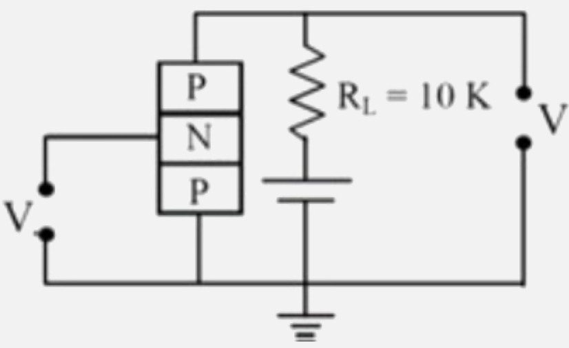 An P-N-P transistor circuit is arranged as shown. It is a