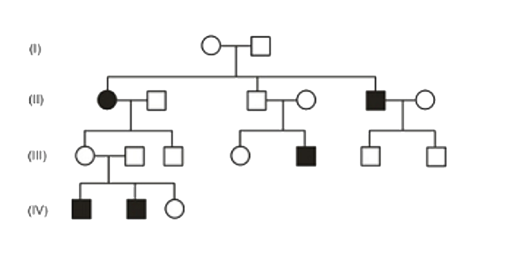 In the following human pedigree, the filled symbols represents the affected individuals. Identify the type of given pedigree.