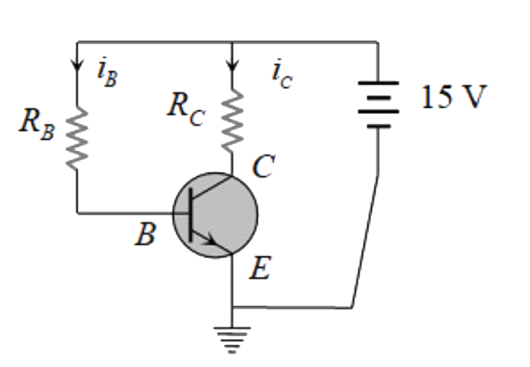In the following common emitter circuit , if beta = 100 , V(CE)=7 V , R(C)=2 kOmega and V(BE)  negligible , then IB is