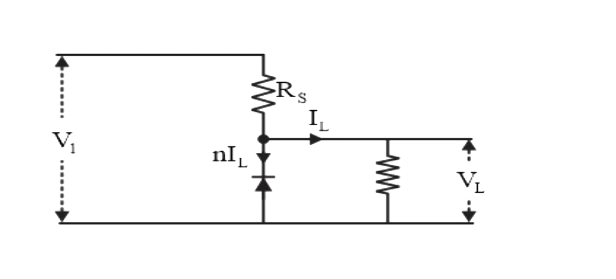The value of the resistor , Rs needed in the DC voltage regulator circuit shown here equals :