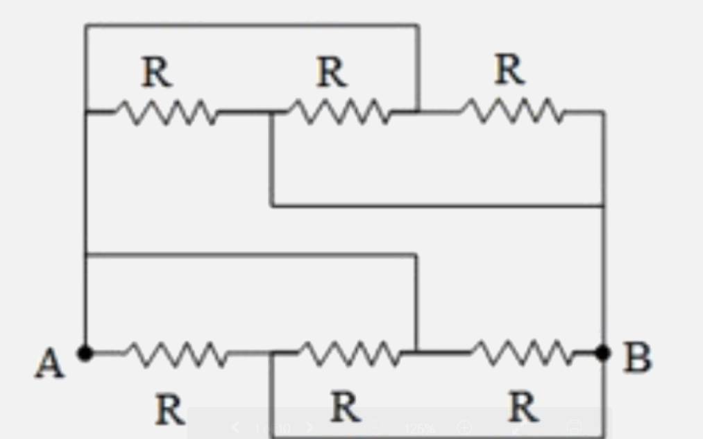 Equivalent resistance between points A & B in the given circuit is