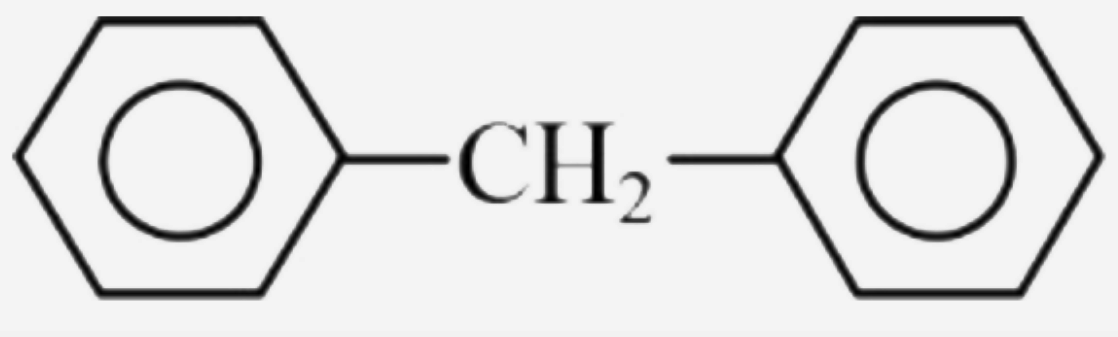 The molecular formula of diphenylmethane ,    , is C(13)H(12),   How many structural isomers are possible when one the the hydrogen is replaced by a chlorine atom ?
