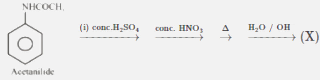 The final product (X) in the following reaction is    overset((i)conc.H2SO4)rarroverset(conc.HNO3)rarroverset(Delta)rarroverset(H2