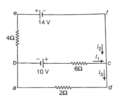 The value of the current I1,I2 and I3  flowing through the circuit given below is