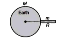 The gravitational force between earth of radius R and mass M and rod of length R and mass m placed as shown in the figure is 12GMm. Find the value of n.