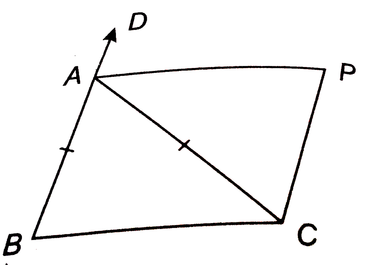 संलग्न चित्र में DeltaABC की भुजाओं AB,BC और CA के समांतर रेखाओं क्रमशः PQ,RP और QR से  DeltaPQR बनाया गया है । सिद्ध कीजिए कि-   PQ+QR+RP=2(AB+BC+CA)