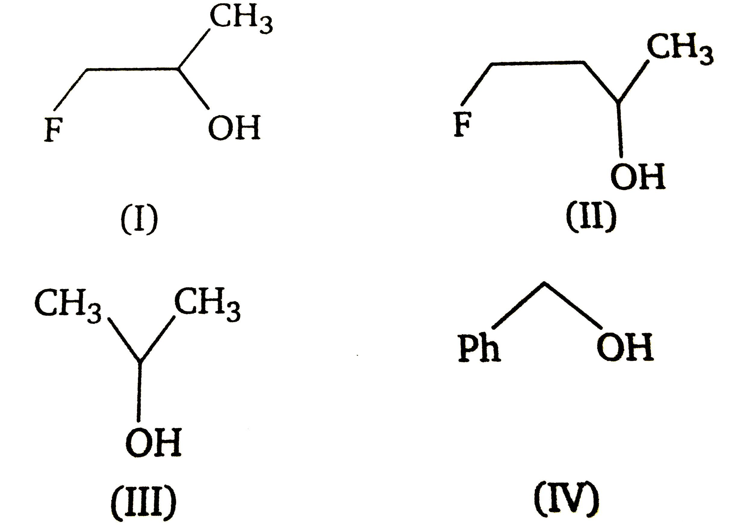 सांद्र HCl के प्रति निम्नलिखित ऐल्कॉहॉल्स की क्रियाशीलता का क्रम है-