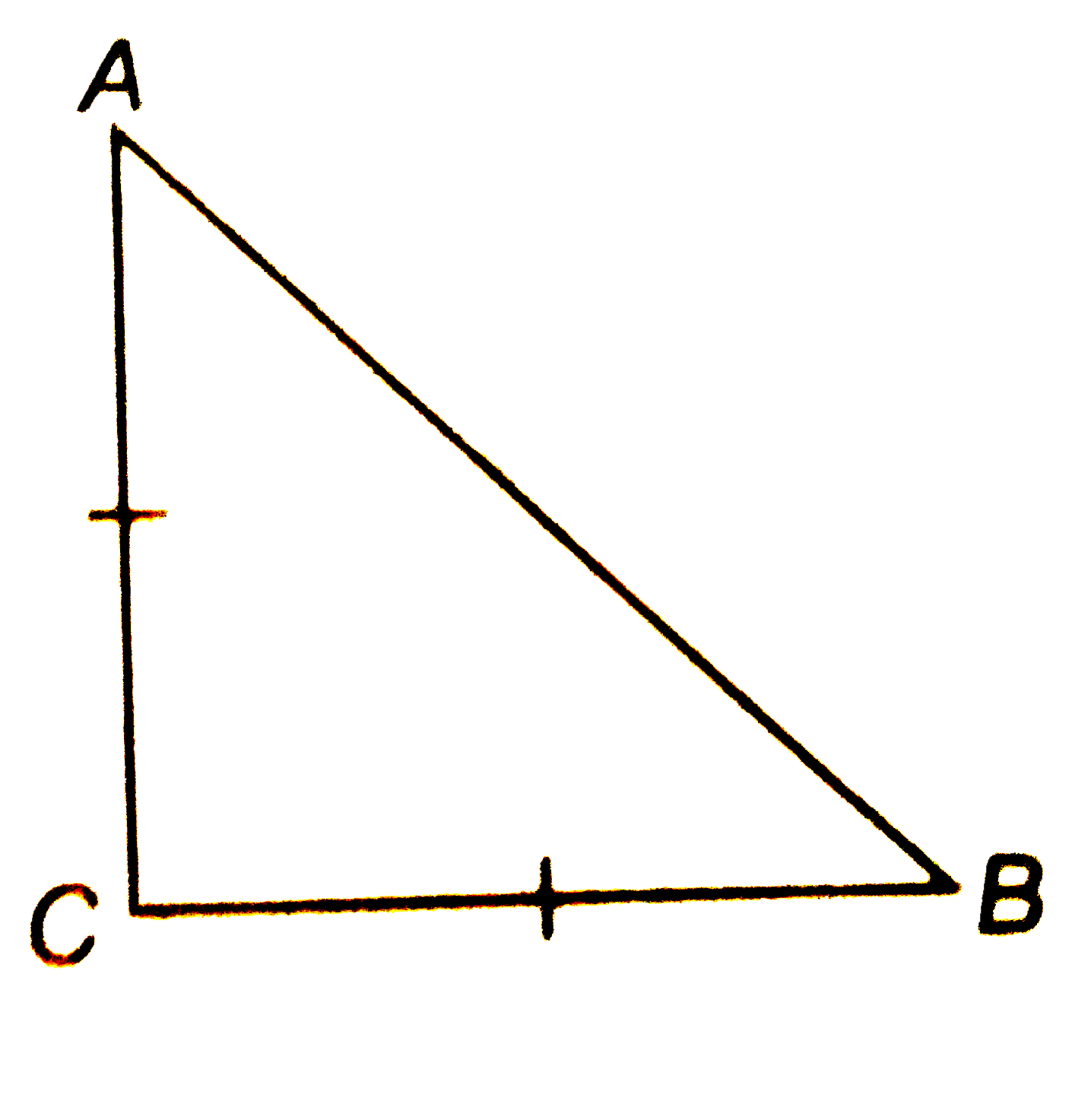 ABC एक समद्विबाहु त्रिभुज है जिसमे AC = BC है यदि AB^2=2AC^2  है तो सिद्ध कीजिये कि  DeltaABC  एक समकोण त्रिभुज है