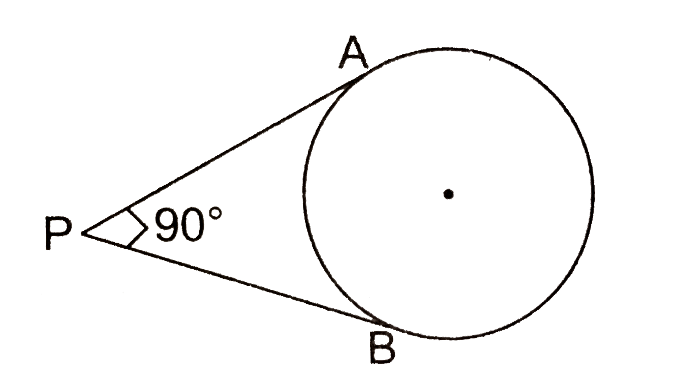 यदि बिन्दु P से वृत्त पर खींची गई दोनों स्पर्शियो PA और PB की समान लम्बाई 4 सेमी है, तो वृत्त की त्रिज्या है :
