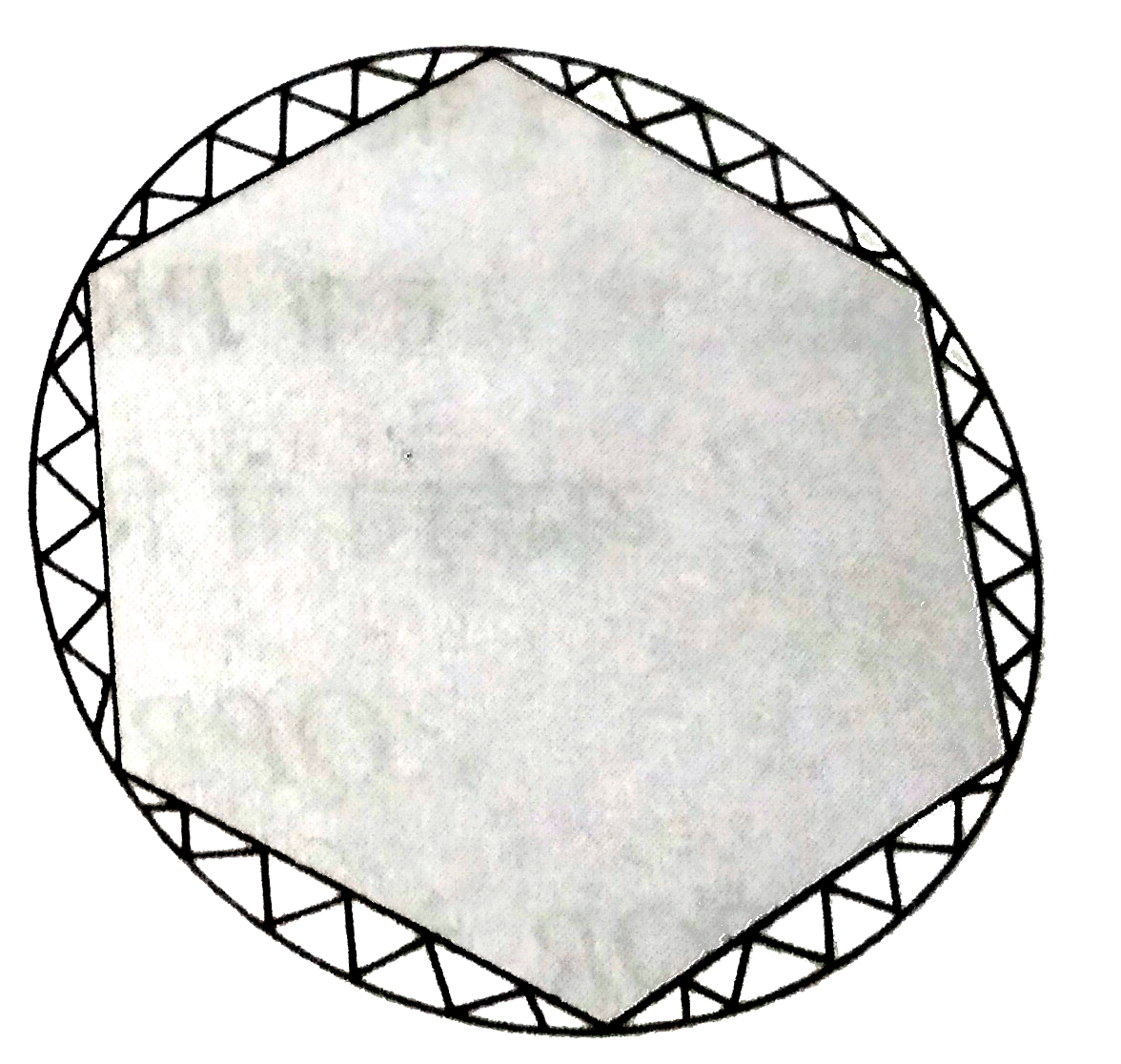 एक गोला मेजपोश पर 6  समान डिजाइन  बने हुए है  जैसा कि आकृति  में दर्शाया गया है । यदि  मेजपोश  कि त्रिज्या  28  सेमी है , तो Rs.0.35 प्रति  वर्ग  सेमी की दर से इन डिजाइनों  को बनाने की लागत  ज्ञात कीजिए ।