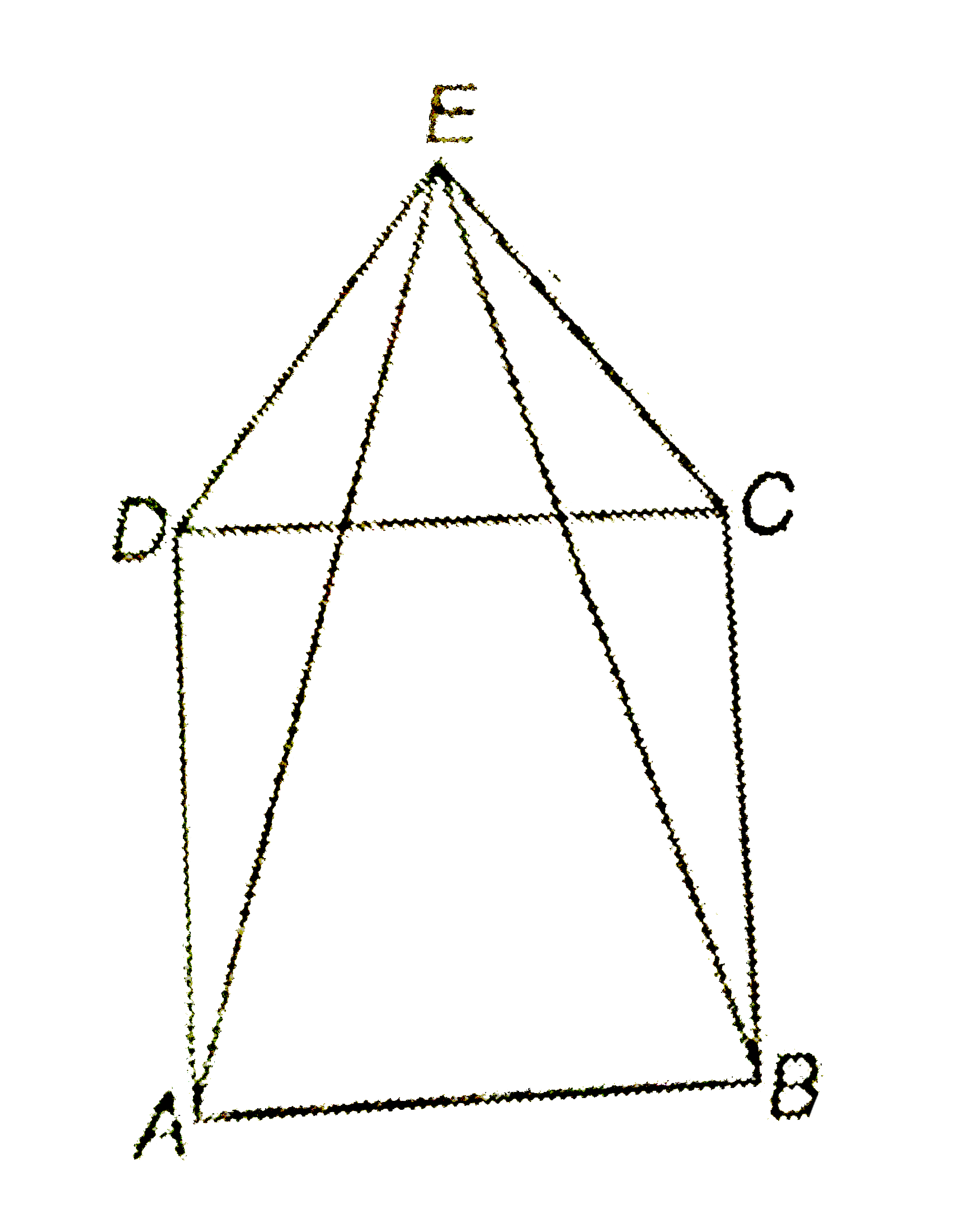 The following figure shows a square ABCD and an equilateral triangle DCE. Prove that :   (i) angleADE=angleBCE=150^(@)   (ii) DeltaADE cong DeltaBCE   (iii) AE = BE