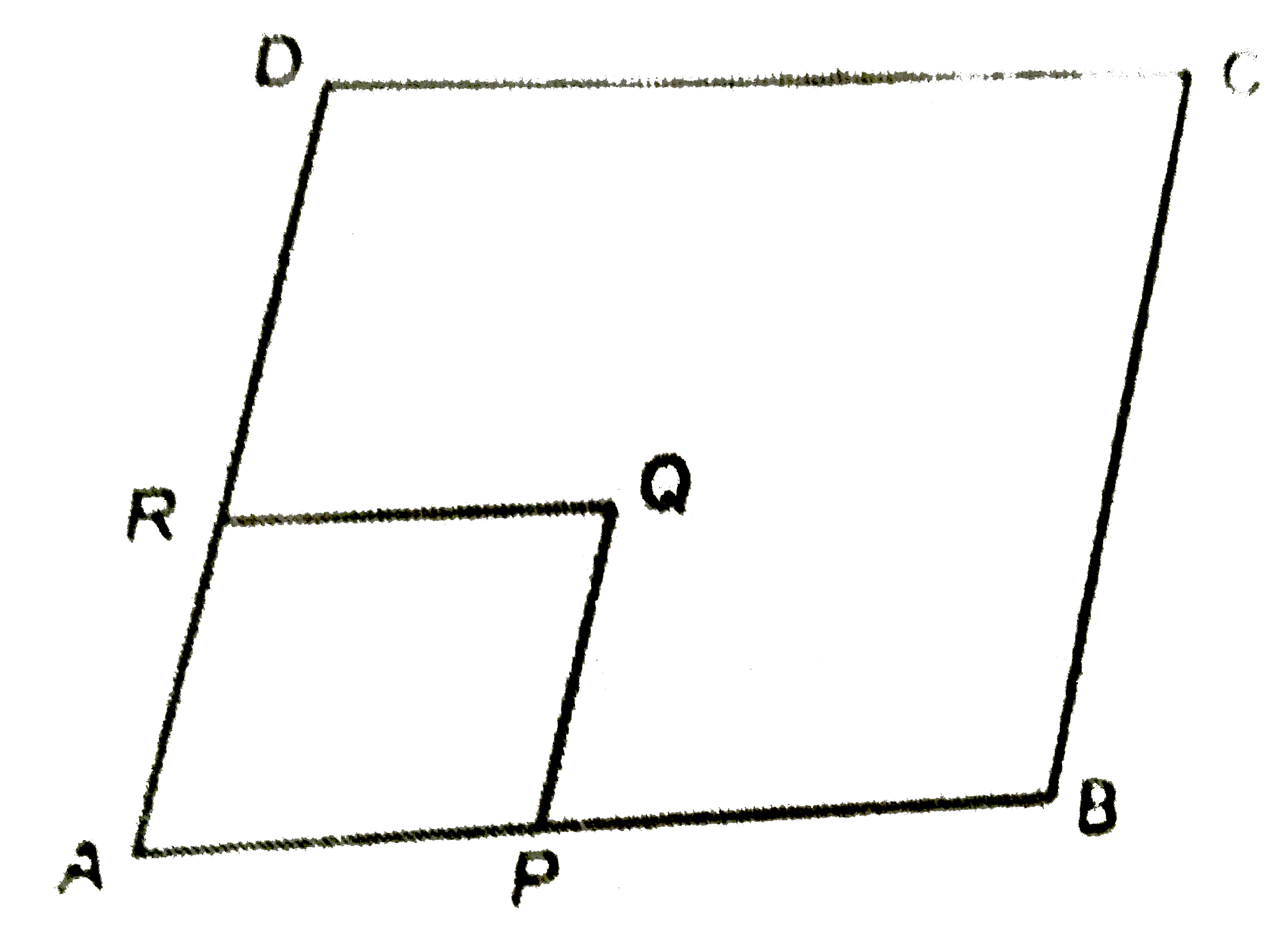 In the adjoining figure, squareABCD and squareAPQR are two parallelograms. Prove that :   angleC=angleQand angleB=angleR