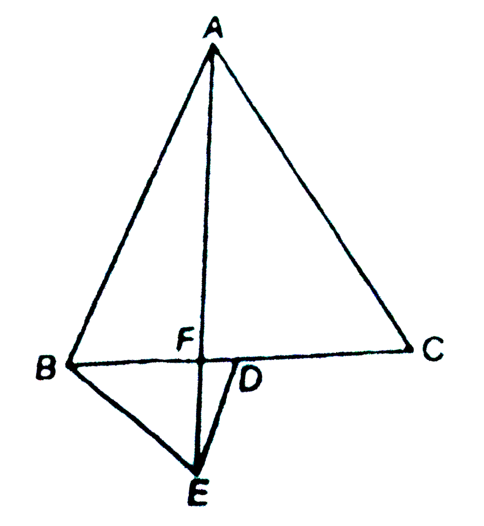 In the figure, ABC and BDE are two equilateral triangle such that D is the mid-point of BC. If AE intersects BC at F, show that:   (i) ar(DeltaBDE) = (1)/(4) ar(DeltaABC) (ii) ar(DeltaBDE) = (1)/(2) ar(DeltaBAE)   (iii) ar(DeltaABC) = 2 ar(DeltaBEC) (iv) ar(DeltaBFE) = ar(DeltaAFD)   (v) ar(DeltaBFE) = 2ar(DeltaFED) (vi) ar(DeltaFED) = (1)/(8) ar(DeltaAFC)