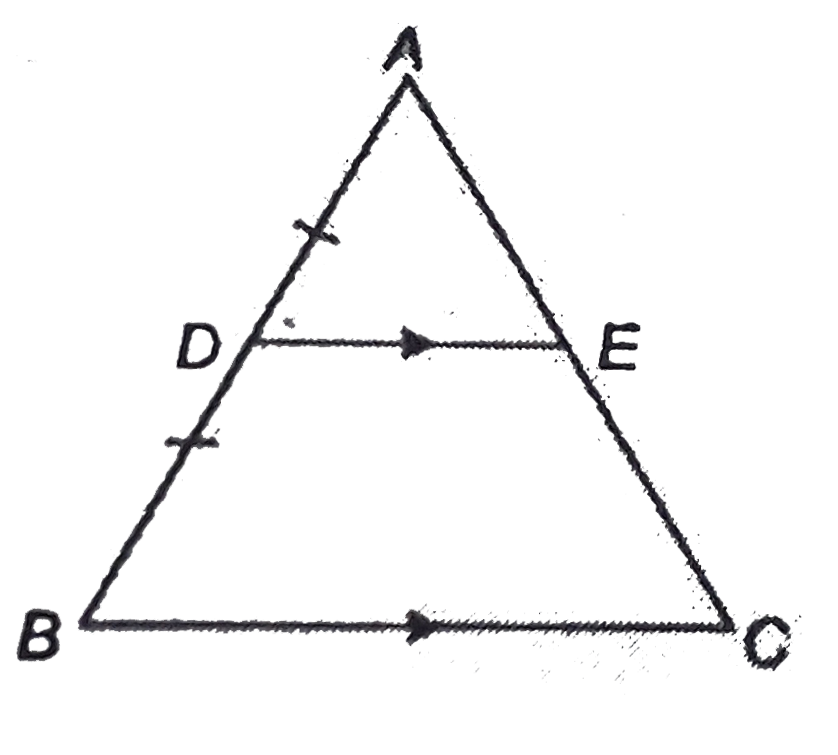 Prove using similar triangles, that a line drawn through the mid-point of one side of a triangle parallel to another side, bisects the third side.