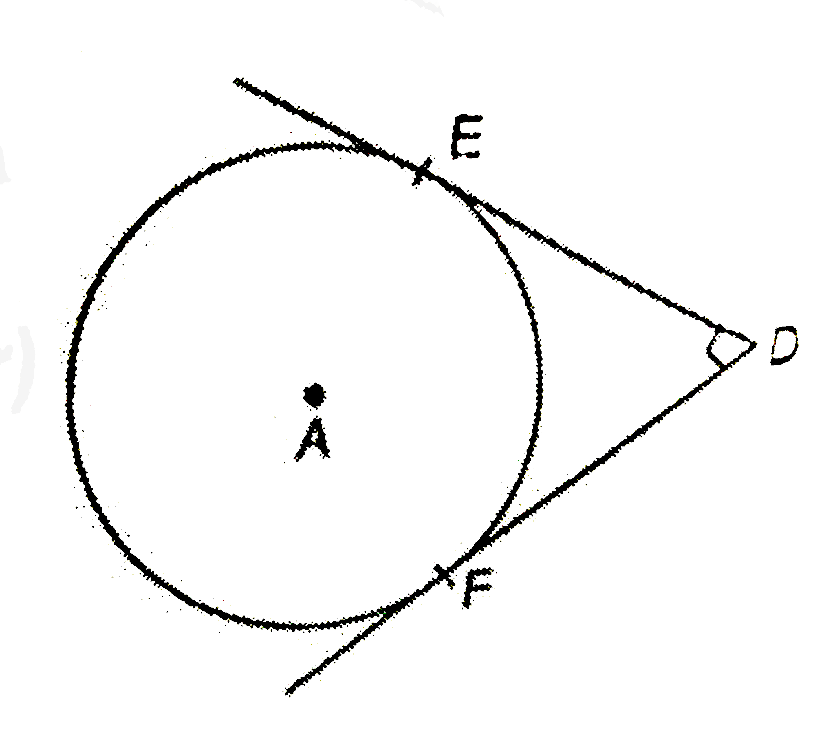 In figure, DE and DF are tangents from an external point D to a circle with centre A. If DE = 5 cm and DE|DF, then find the radius of the circle.