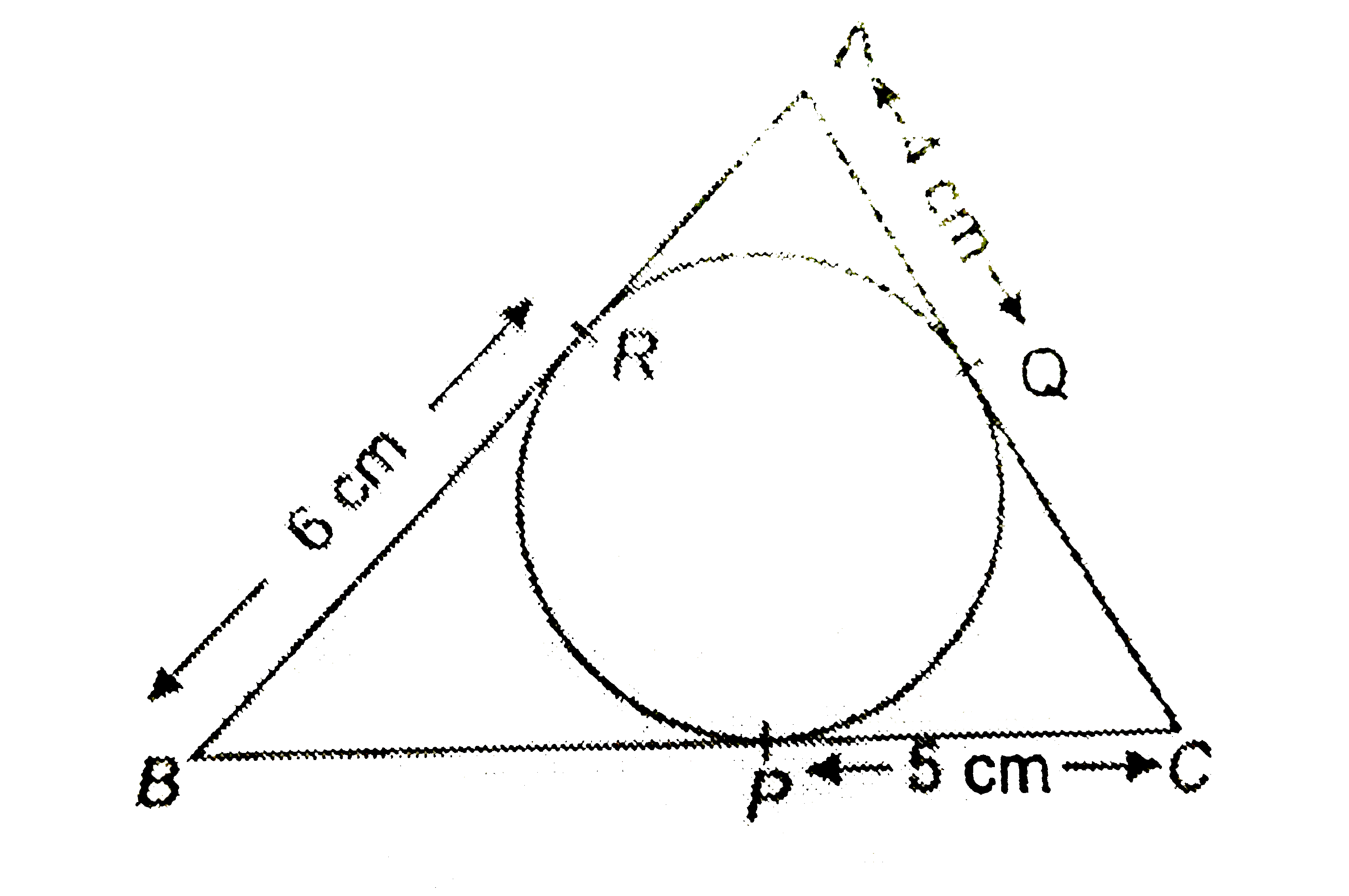 In the given figure find the perimeter of triangleABC.