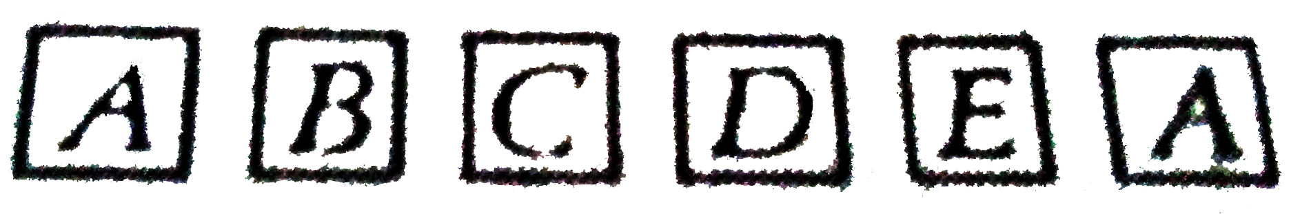 A child  has die whose six faces show the letters  as given below:      The die  is  thrown once. What  is the probability  of  getting (i) A, (ii) D?