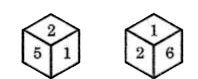 Two forms of a dice are shown below. In this dice which digit will be on the surface opposite to the digit '6' ?     नीचे एक ही पासा के दो प्रारूपों को दर्शाया गया है। इस पासा में अंक '6' के सामने वाले फलक पर कौन-सा अंक होगा?