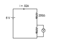 The reading of ideal V connected across R in the circuit shown below is: