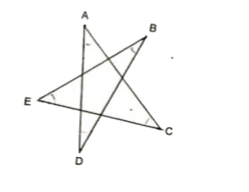 In the given figure: angleA + angleB + angleC + angleD + angleE is equal to: