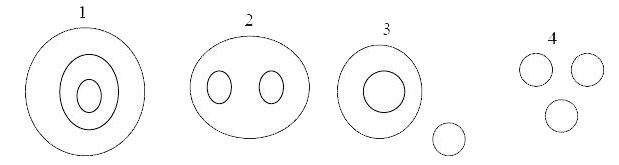 A group of the words which are related to each other in some way. This relationship can be represented by one of the four figure alternative given in the beginning. Find out the correct figure alternative and write its number against the corresponding questions on your answer sheet-        Family    Brother   Sister