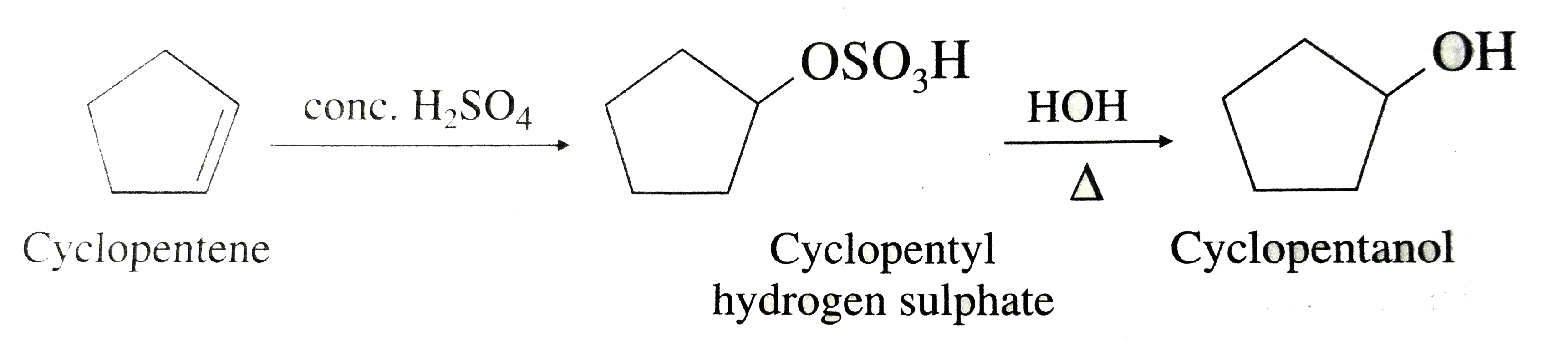 How is cyclopentanol prepared from (1) cyclopentanone (2) cyclopentene?