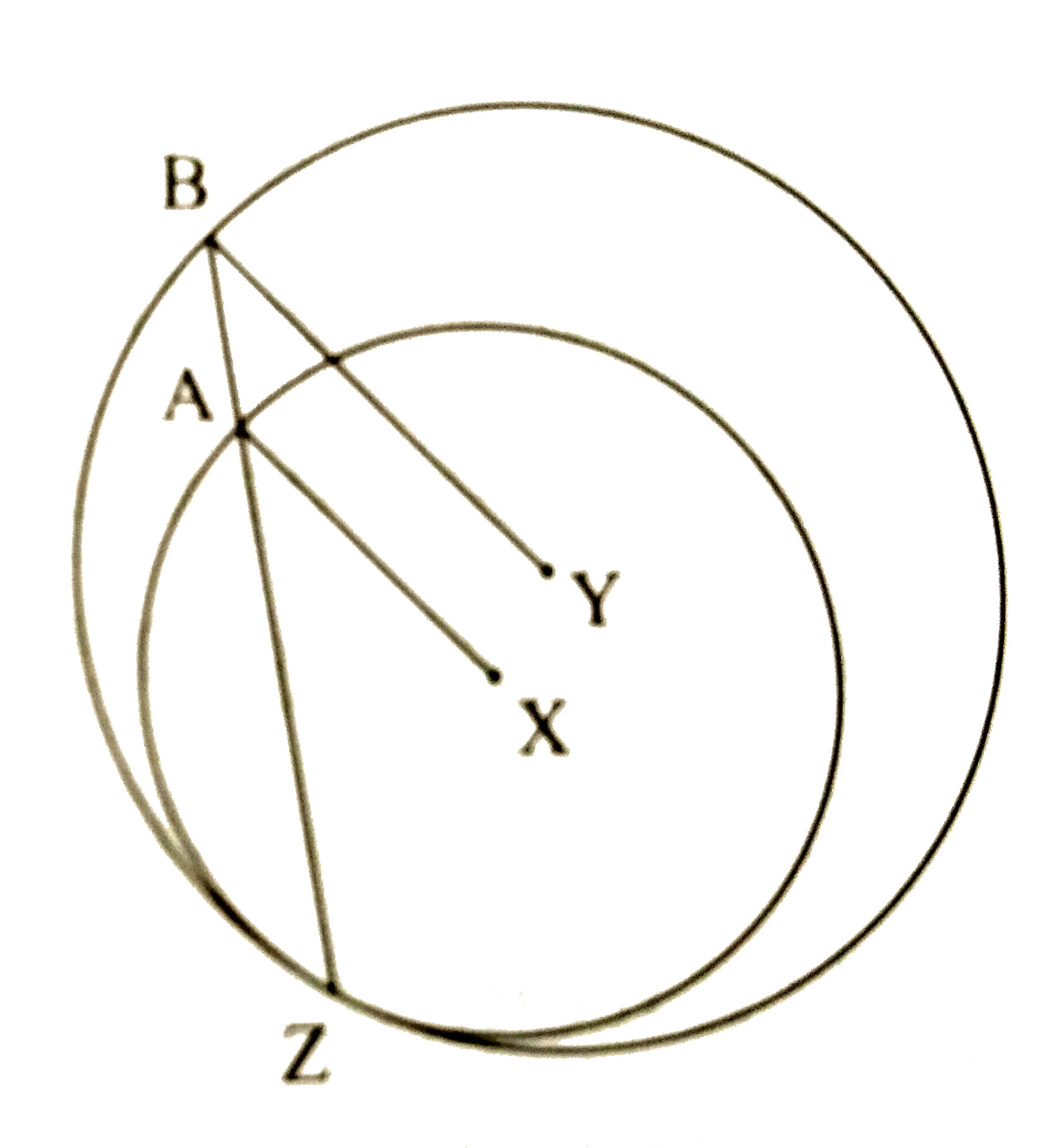 In the figure , circles with centres X and Y touch  internally at point Z. Seg BZ is the chord  of bigger circle and it intersects smaller k circle at point A.   Prove that seg AX || seg  BY.
