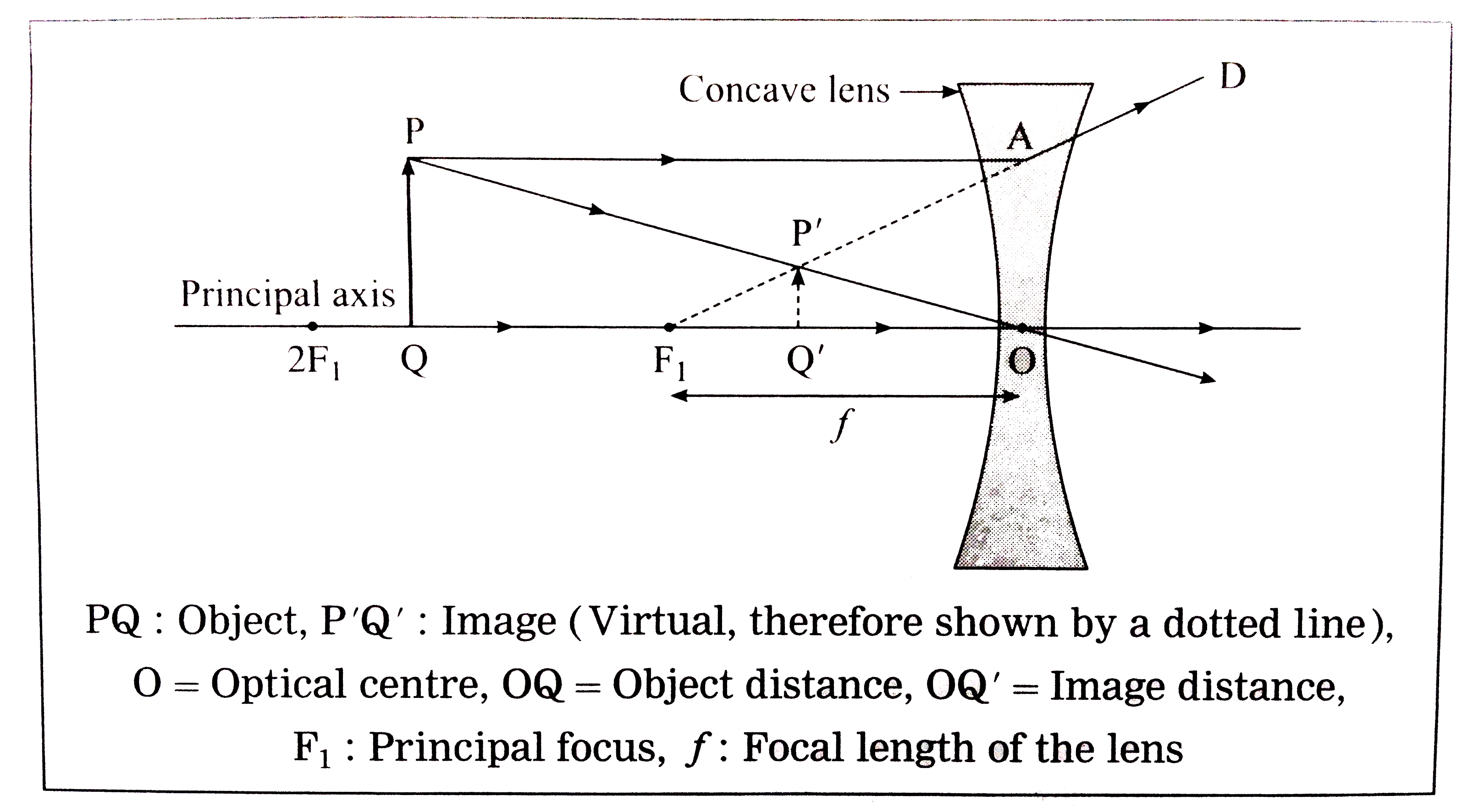 Draw ray diagrams showing the image formation by a concave lens when a