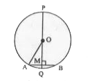 आकृति में,   जीवा AB = 18 सेमी है तथा PQ, जीवा AB की लम्ब समद्विभाजक है जो जीवा पर M बिंदु पर मिलती है, यदि MQ = 3 सेमी हो, तो वृत्त की त्रिज्या ज्ञात कीजिए।