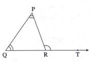 /\PQR मध्ये, /P व /Q यांची मापे समान आहेत m/PRQ = 70°, तर पुढील कोनांची मापे काढा : m/P: