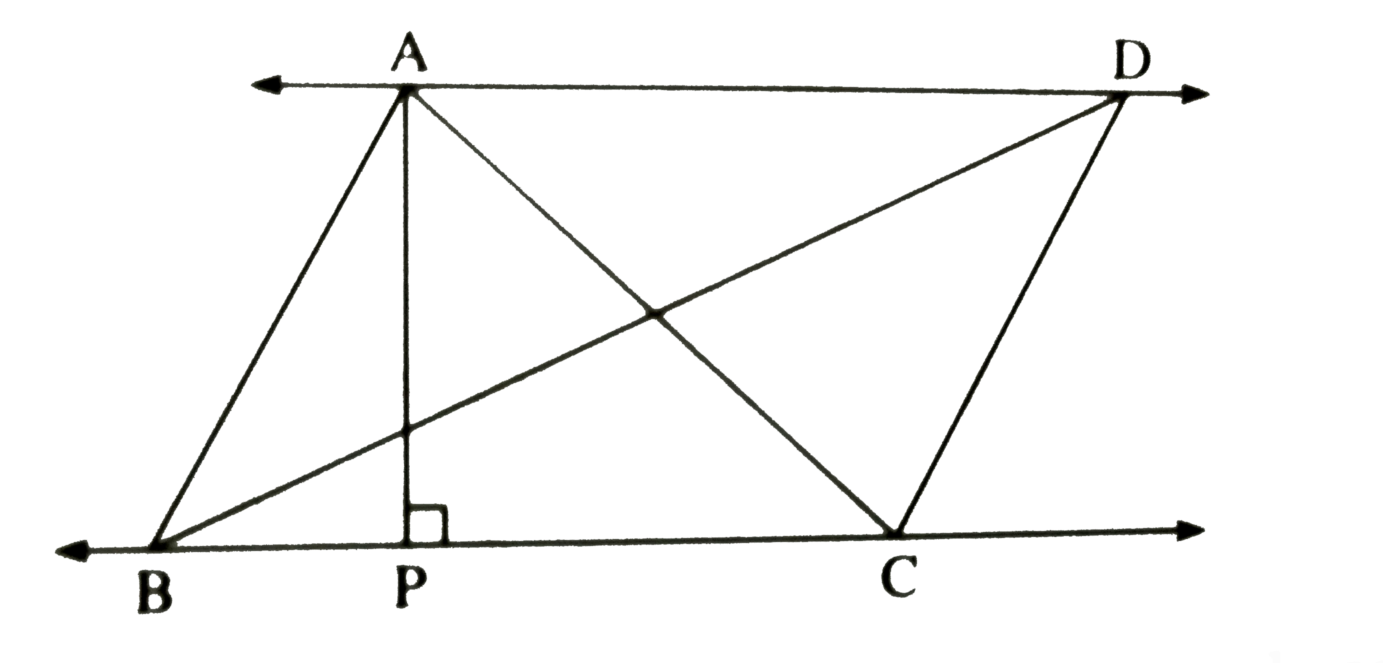 In the following figure AP|BC, AD||BC, then find A(DeltaABC):A(DeltaBCD).