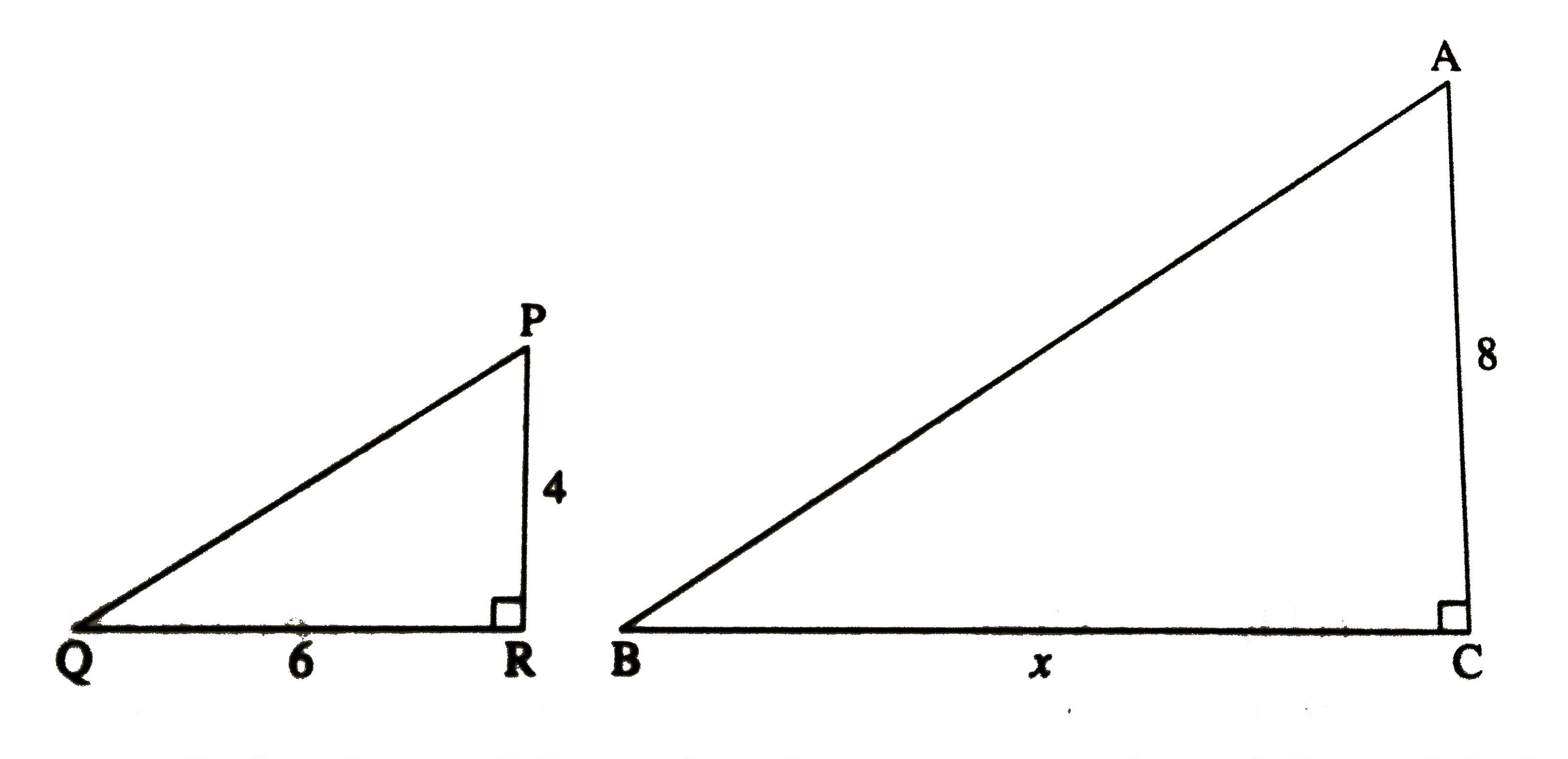 As shown in the figures, two poles of height 8m and 4m are perpendicul