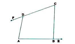 For the figure below, prove that angleCBE+angleADF=angleDAB+angleDCB.