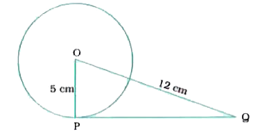 A tangent PQ point P of a circle of radius 5cm meets a line through the centre O at a point Q so that OQ=12 cm. length PQ is :