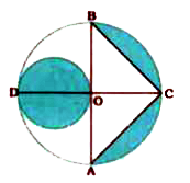 In the given figure, AB and CD are two diameters of a circle (with centre O) perpendicular to each other and OD is the diameter of the smaller circle. If OA = 7 cm, find the area of the shaded region.