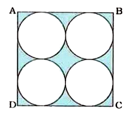 Find the area of the shaded region in the given figure, where ABCD is a square of side 14 cm.