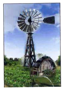 A picture to demonstrate windmill and its function.   Which is the structure similar to windmill ?