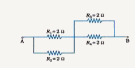 In the following figure, what will be the equivalent resistance between points A and B?